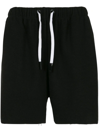 Natasha Zinko Printed Side-stripe Cotton Shorts In Black