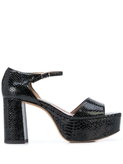 Tabitha Simmons Patton 85mm Snakeskin Effect Sandals In Black