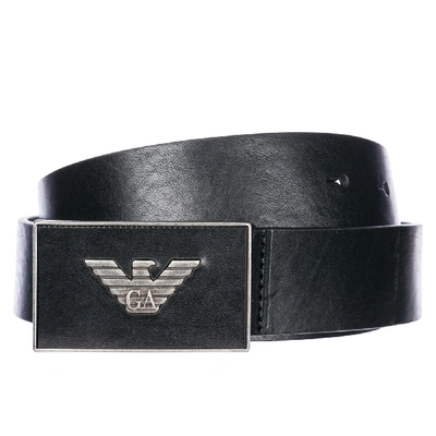 Leather belt with eagle plate