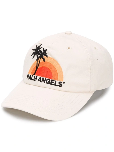 Palm Angels Sunset Embroidered Logo Baseball Cap In White