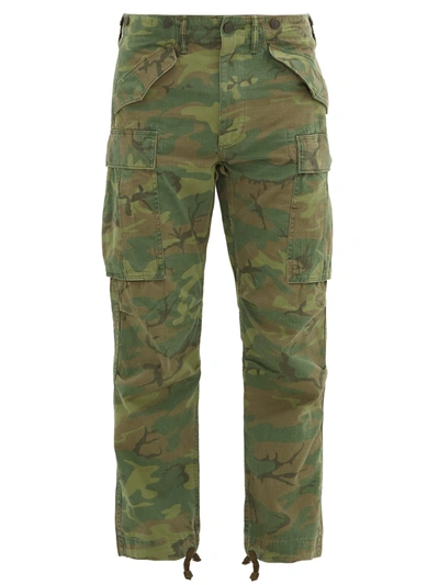 Rrl Slim-fit Tapered Camouflage-print Cotton-ripstop Cargo Trousers In Multi