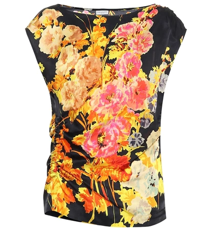 Dries Van Noten Ruched Floral-print Satin Blouse In Multicoloured