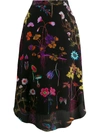 Stella Mccartney Floral-print Silk Crepe De Chine Midi Skirt In Black