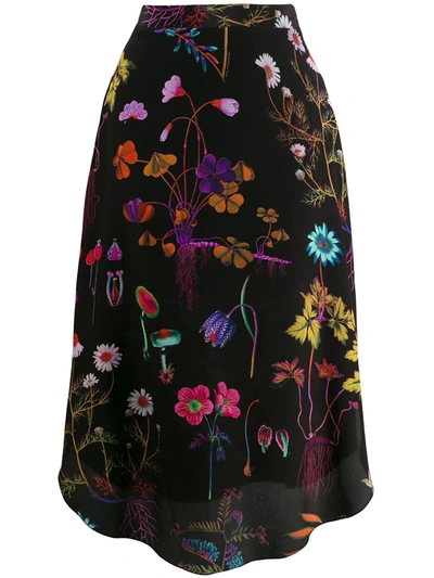 Stella Mccartney Floral-print Silk Crepe De Chine Midi Skirt In Black