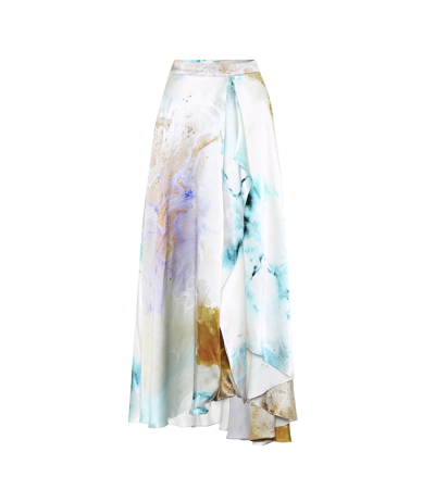 Roksanda Zinja Asymmetric Draped Printed Silk-satin Skirt In Multi-colour