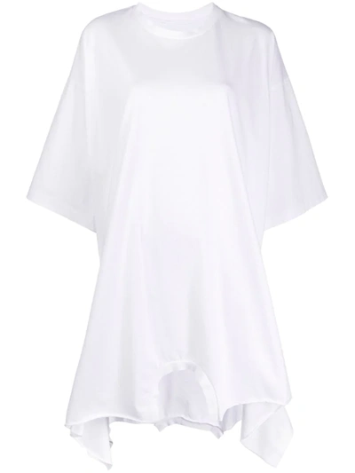 Mm6 Maison Margiela Oversized Asymmetric Cotton-jersey Dress In White