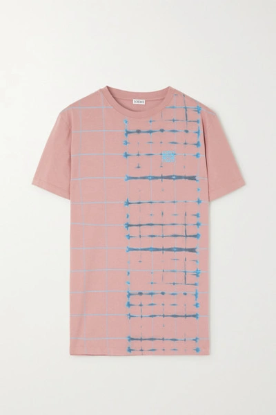 Loewe Embroidered Tie-dyed Cotton-jersey T-shirt In Pink