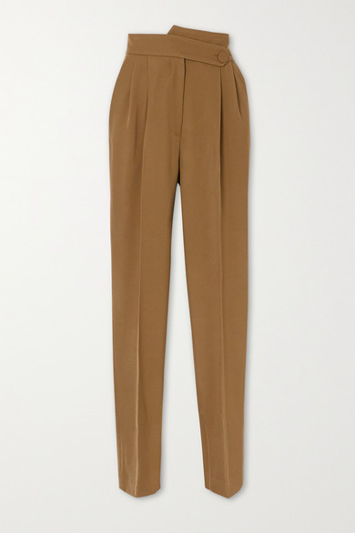 Petar Petrov Herve Pleated Wool-twill Tapered Pants In Green | ModeSens