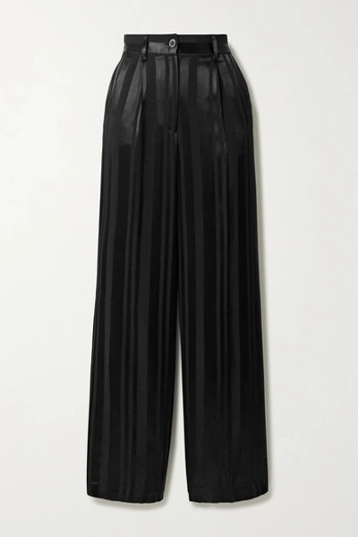 Anine Bing Hayes Satin-jacquard Wide-leg Pants In Black