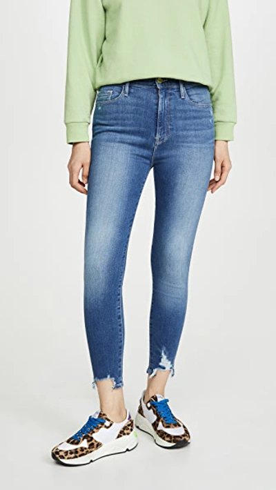 Frame Ali Cropped Distressed High-rise Skinny Jeans In Mid Denim