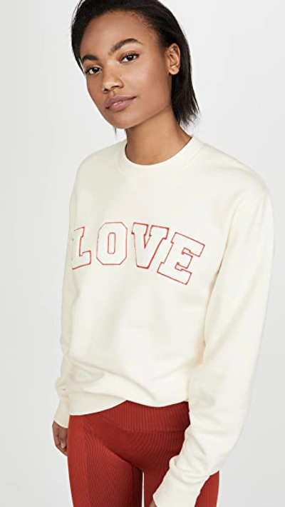 Tory Sport Appliquéd French Cotton-terry Sweatshirt In Ivory