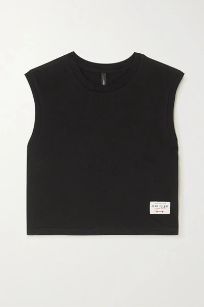 Adam Selman Sport Cropped Stretch-cotton Jersey Top In Black