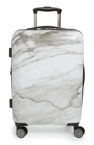 Calpak Astyll Carry-on Marbled Hardshell Suitcase In White