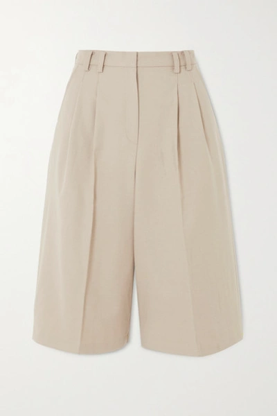 The Frankie Shop Suzanne Pleated Tencel-blend Shorts In Beige