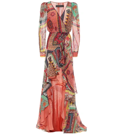 Etro Asymmetric Ruffled Printed Cotton And Silk-blend Wrap Dress In Pink