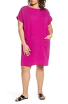 Eileen Fisher Women's Organic Cotton Lofty Gauze Shift Dress In Cerise