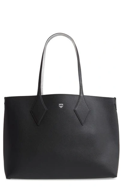 Mcm Shopper Project Medium Leather Tote Bag In Black