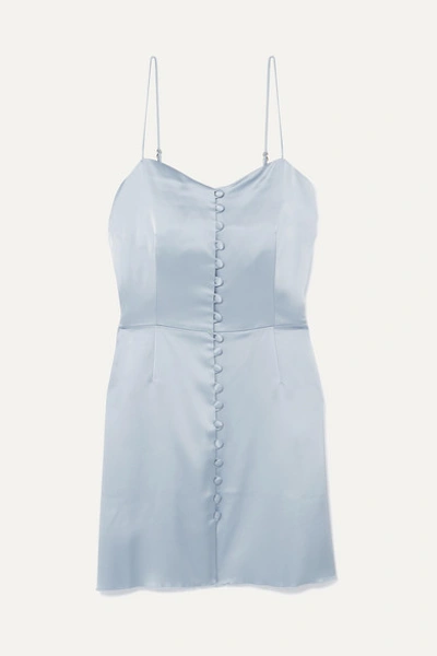 Nanushka Mabel Button-detailed Satin Mini Slip Dress In Light Blue