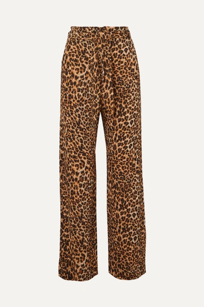 Nanushka Luma Leopard-print Stretch Plissé-jersey Straight-leg Pants In Leopard Print