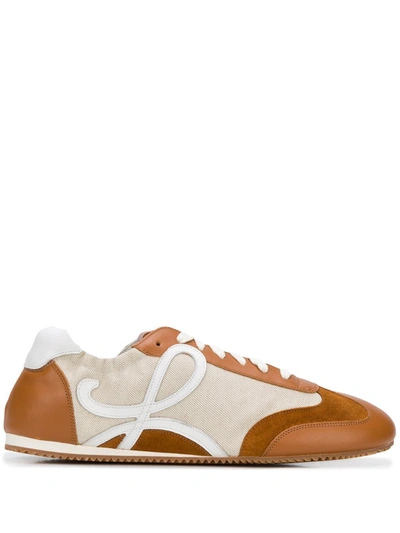 Loewe Ballet Runner Suede And Leather Trainers In Beige