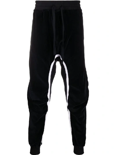 Haider Ackermann Striped Cotton-blend Velour Track Trousers In Black