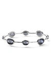 Ippolita Sterling Silver Rock Candy Hematite & Clear Quartz Doublet Bangle Bracelet In Silver-hematite/ Clear Quartz