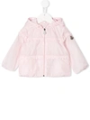 Moncler Babies' Hiti Ruffle Trim Hooded Jacket In Rosa