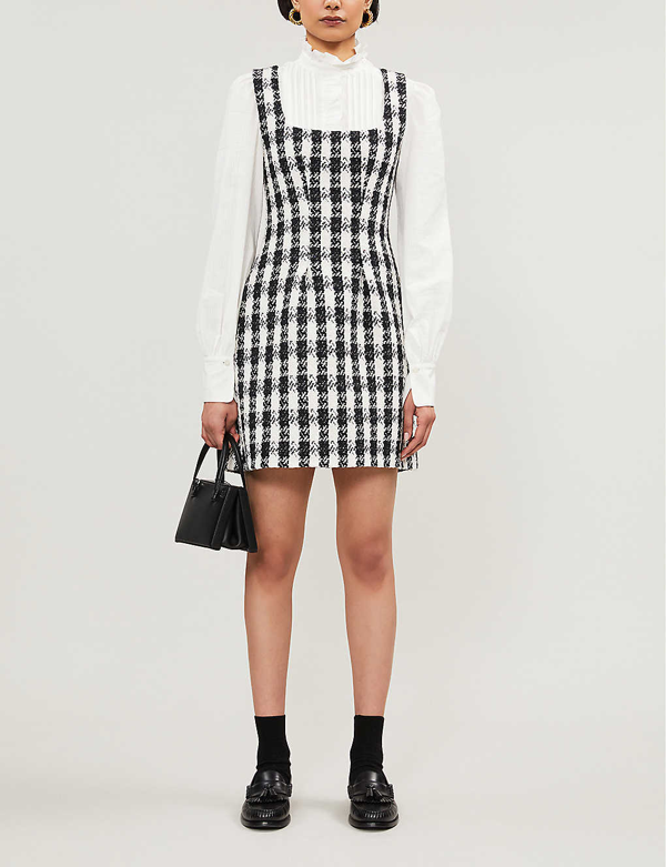 Maje Rocky Cotton Blend Tweed Minidress In Black+++white | ModeSens