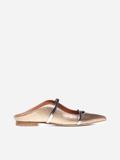 Malone Souliers Nappa Leather Flat Mules In Gold Silver