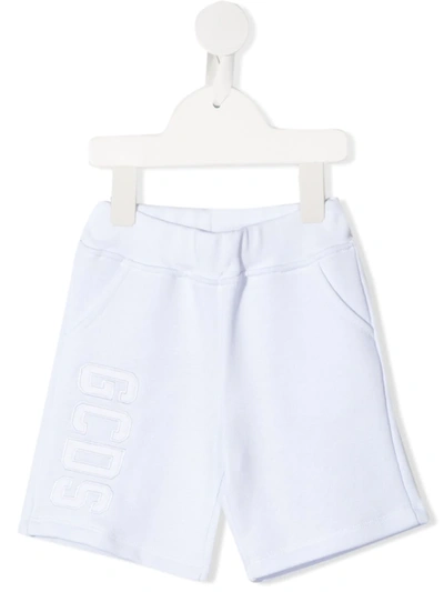 Gcds Babies' Embroidered Logo Track Shorts In Bianco