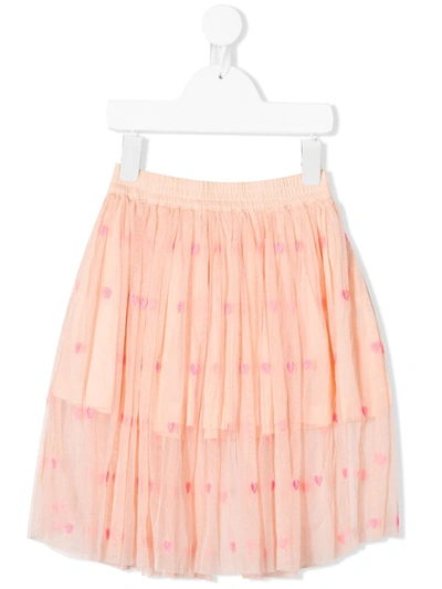 Stella Mccartney Kids' Pink Skirt For Girl With Neon Fuchsia Hearts In Cipria