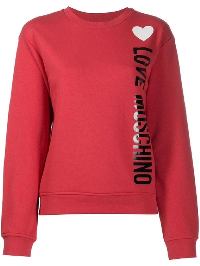Love Moschino Crewneck Sweatshirt With Logo Print In Red