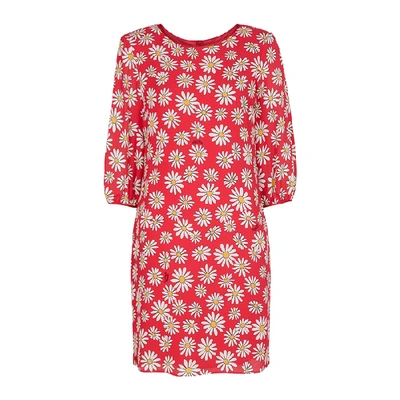 Boutique Moschino Georgette Dress With Daisy Print In Coral