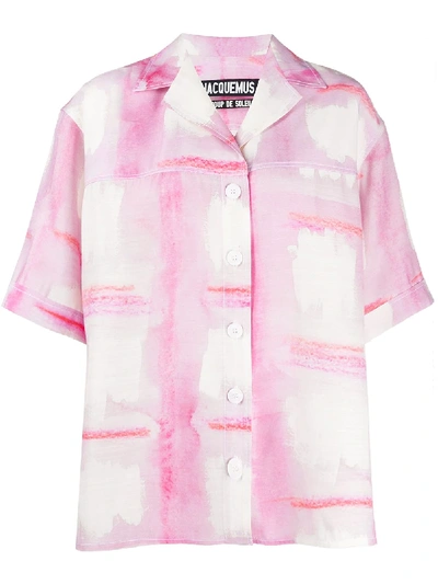 Jacquemus Pink 'la Chemise Vallena' Short Sleeve Shirt In Print Pink Checked