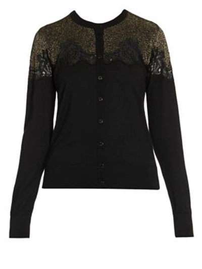 Dolce & Gabbana Women's Lace Inset Cardigan In Nero