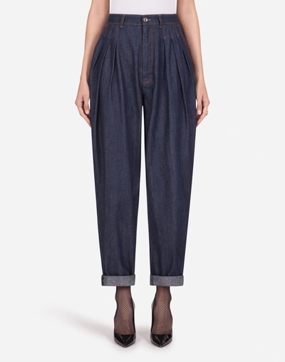 Dolce & Gabbana Denim Balloon Pants In Blue