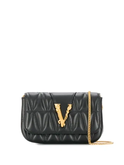 Versace Mini Virtus Shoulder Bag Shoulder Bag In Nero