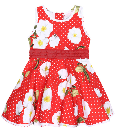 Monnalisa Baby Printed Cotton Dress In Red