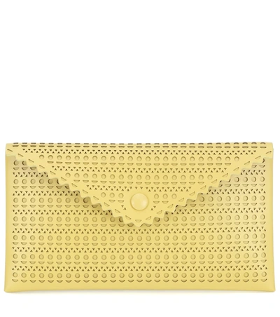 Alaïa Louise Leather Clutch In Yellow