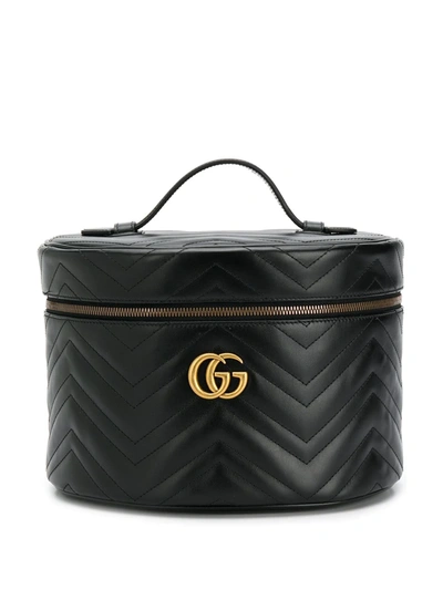 Gucci Gg Marmont皮革化妆包 In Black