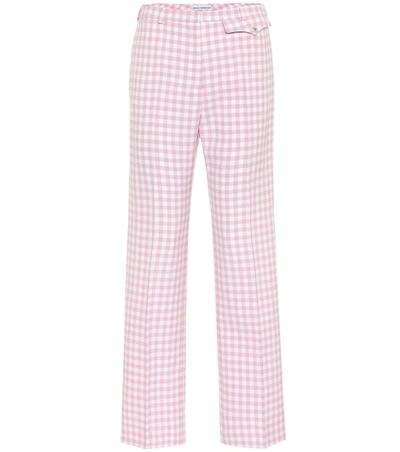 Paco Rabanne Checked High-rise Straight Pants In Pink