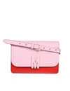 Moschino M Bicolor Leather Shoulder Bag In Pink