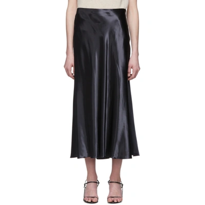 The Row Medela Satin Midi Skirt In Black