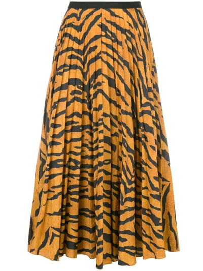 Adam Lippes Multicolor Women's Tiger Stripe Midi Skirt In Gold