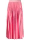 Givenchy Logo Waist Pleated Midi Skirt In Pink