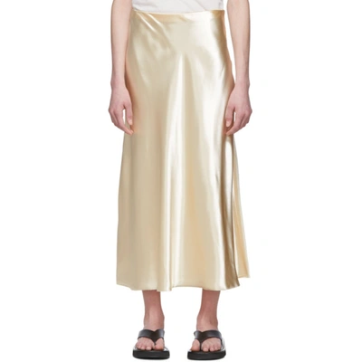 The Row Neutral Women's Medela Midi Satin Skirt In Ivory