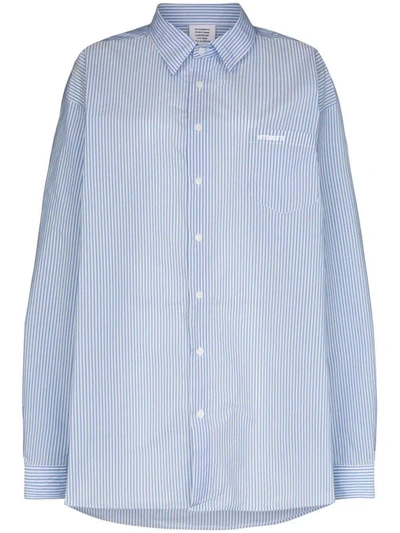 Vetements Blue Women's Blue And White Striped Shirt