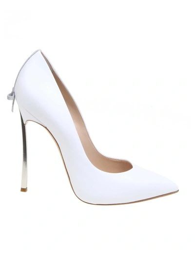 Casadei Decollete City Light Blade Penny In Leather In White