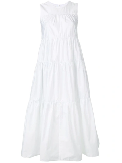 Co Women's Essentials Sleeveless Tiered Poplin Midi Dress In White