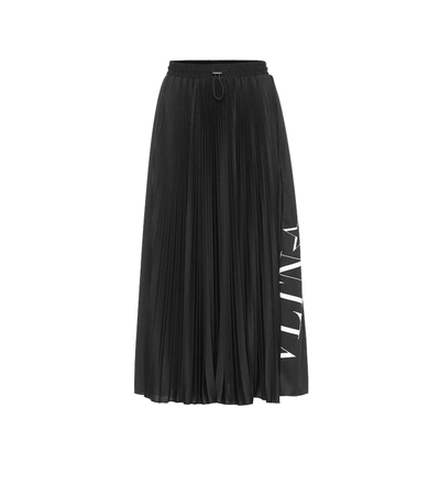 Valentino Black Women's Black And White Pleated Midi Skirt